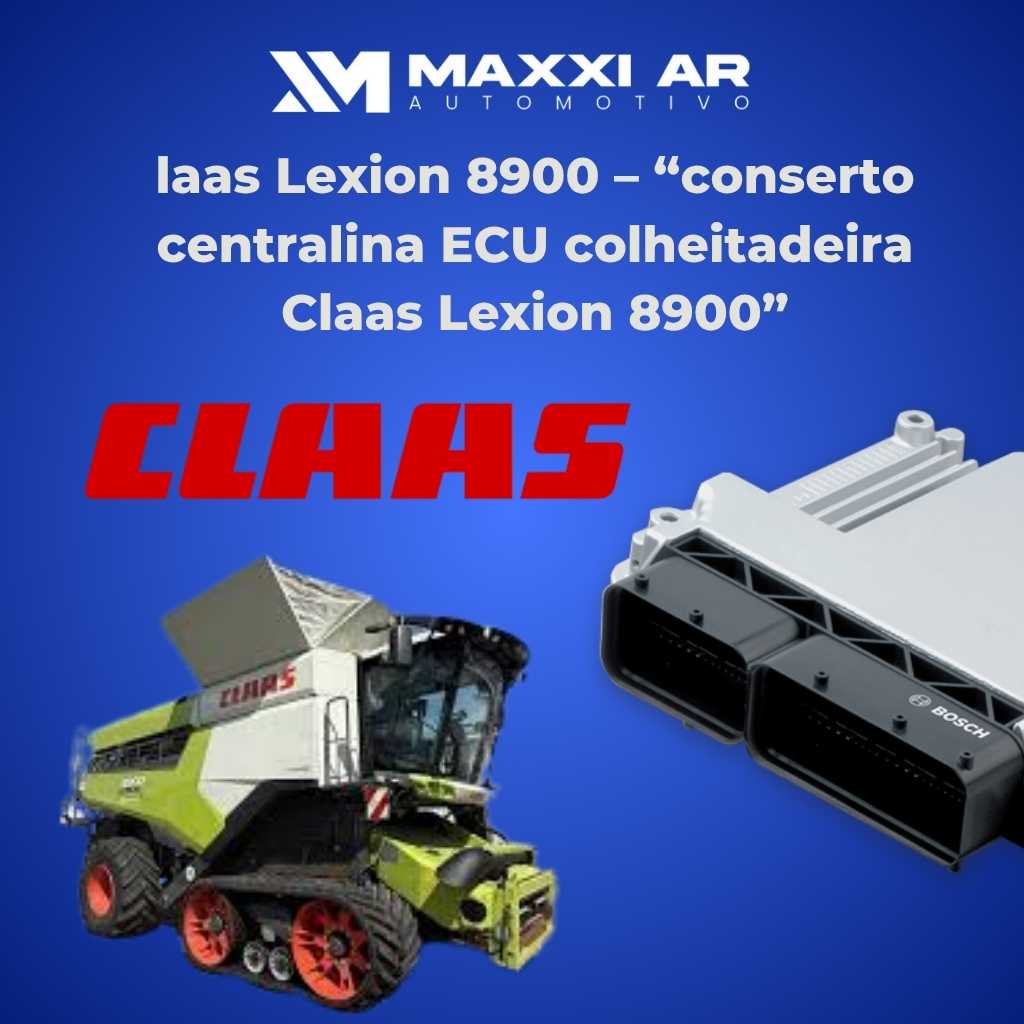 Técnico realizando conserto na centralina ECU da Colheitadeira Claas Lexion 8900 em laboratório de eletrônica agrícola.