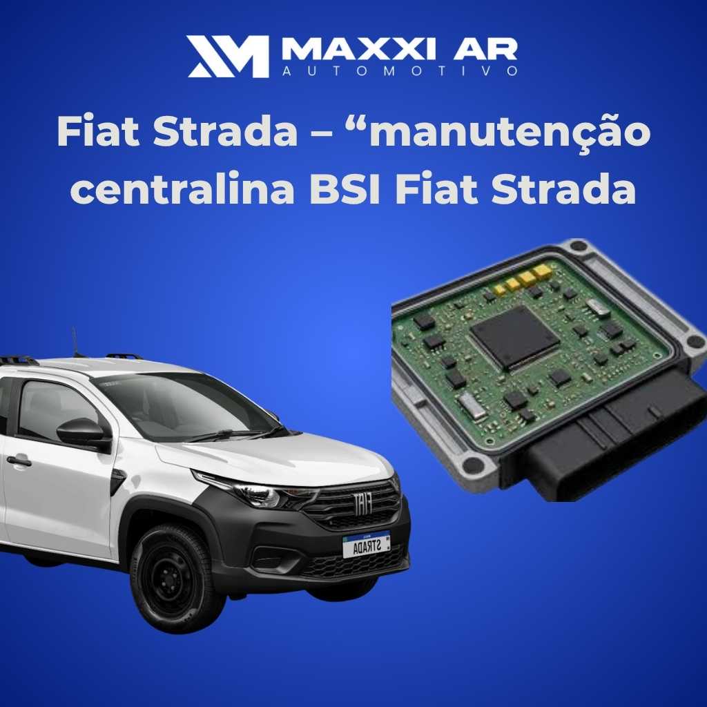 Técnico realizando Manutenção Centralina BSI Fiat Strada (Módulo de Carroceria) em bancada