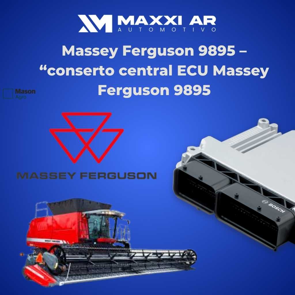 Técnico realizando conserto na central ECU da Colheitadeira Massey Ferguson 9895 em laboratório de eletrônica agrícola.